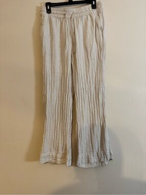 Light Beige women’s Linen-Blend Drawstring Pants